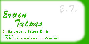 ervin talpas business card